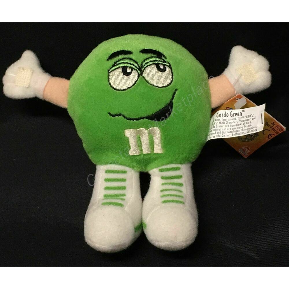 1998 M&M's Swarmees Mini Plush Toy with Tags - GORDO GREEN